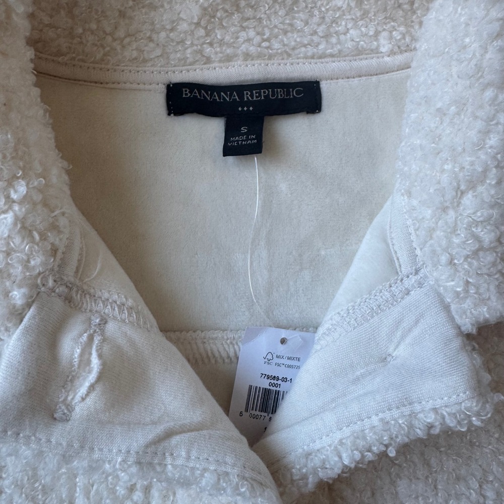 Banana Republic Maya Teddy Sherpa Shacket NWT Cozy Fleece Shirt Jacket Ivory S‎ - Picture 5 of 8
